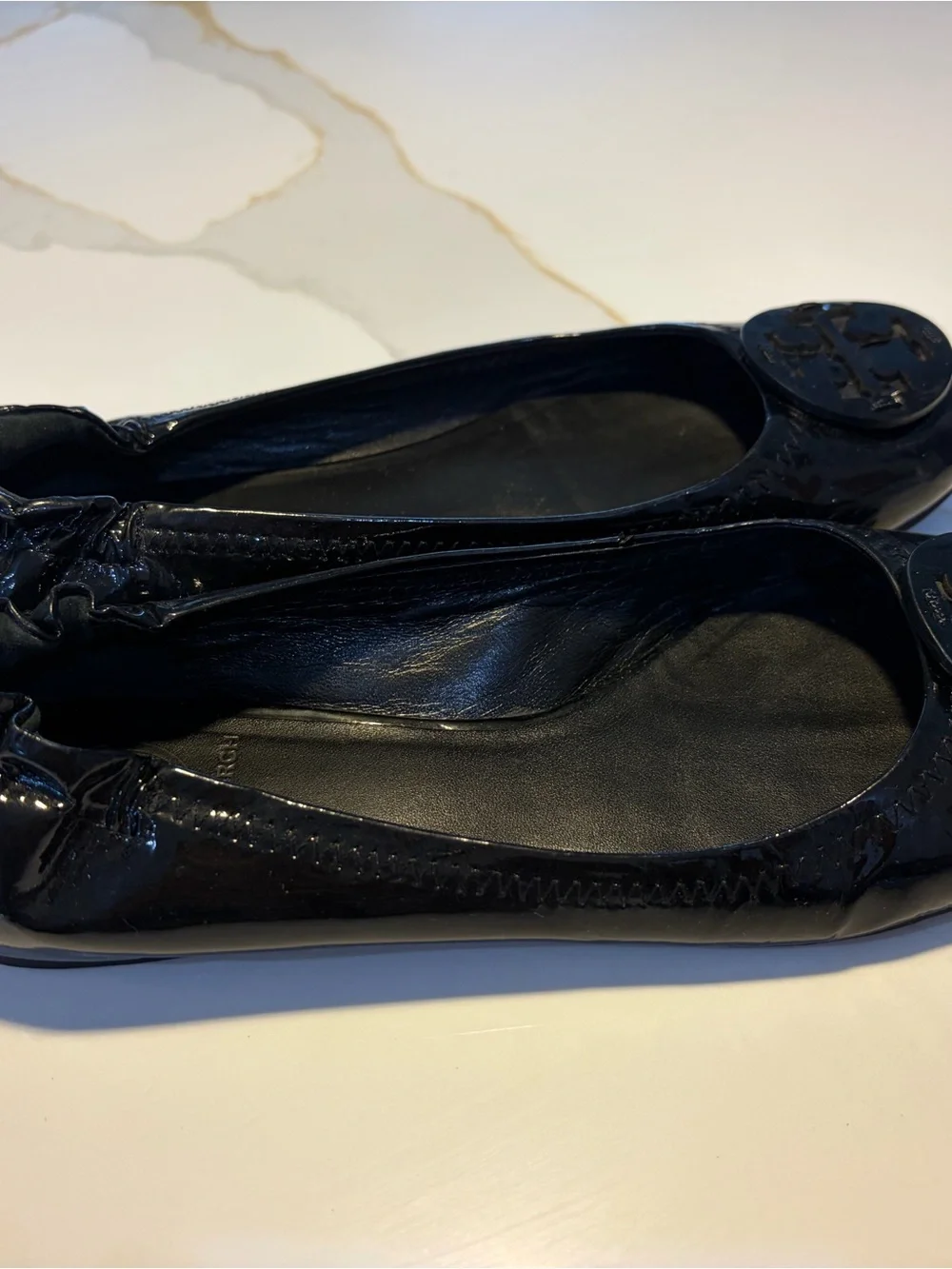 Tory Burch Reva Black Patent Leather Ballet Flats Women’s Size 8